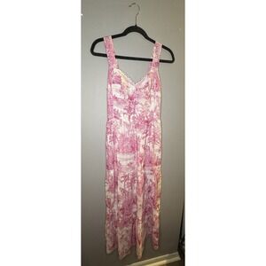 Luisa Positano Maxi Dress 100% Linen Dress Pink Boho‎ Vacation Print